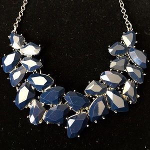 Blue Statement Necklace with Earrings